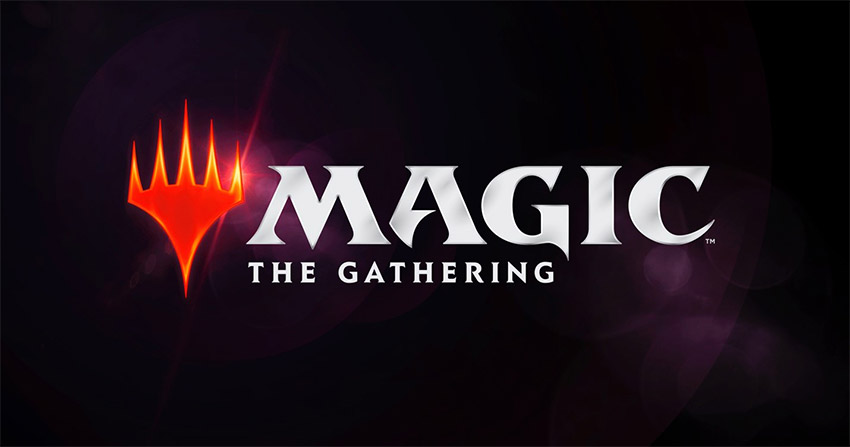 Modern Magic: The Gathering logo with red Planeswalker symbol and bold white text on a dark background