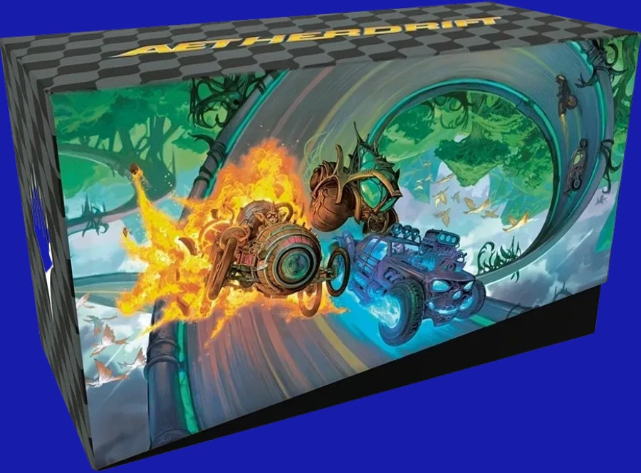 Aetherdrift Bundle storage box for Magic: The Gathering with dynamic racing-themed artwork