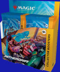 Magic: The Gathering Aetherdrift Collector Booster Box featuring dynamic racing-themed artwork with futuristic vehicles, factory-sealed MTG collector booster box.