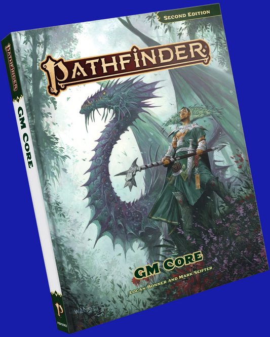 Pathfinder RPG GM Core Rulebook Hardcover - Second Edition | Supreme CCU | Game Master resource book featuring a powerful spellcaster and green dragon, essential for tabletop roleplaying campaigns.
