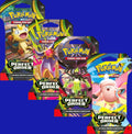 Pokémon TCG Perfect Order sleeved booster pack lineup showing multiple pack artwork designs