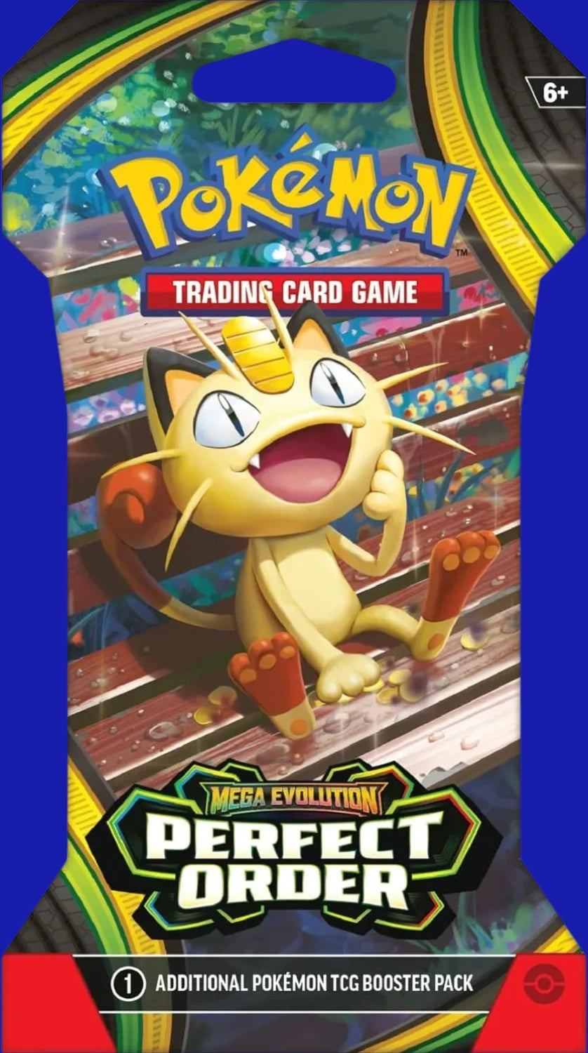 Pokémon TCG Perfect Order sleeved booster pack featuring Meowth artwork