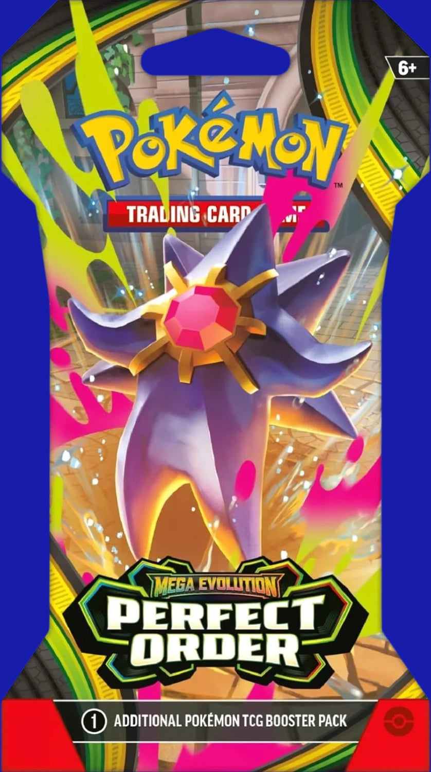 Pokémon TCG Perfect Order sleeved booster pack featuring Mega Starmie ex artwork