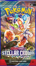 Front view of a sealed Pokémon TCG: Stellar Crown Booster Pack