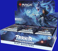 Magic: The Gathering Tarkir Dragonstorm Play Booster Box display with sealed booster packs featuring dragon-themed artwork