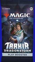 Magic: The Gathering Tarkir Dragonstorm Play Booster Pack featuring spellcasting character artwork, 14-card booster pack for MTG Tarkir Dragonstorm set.