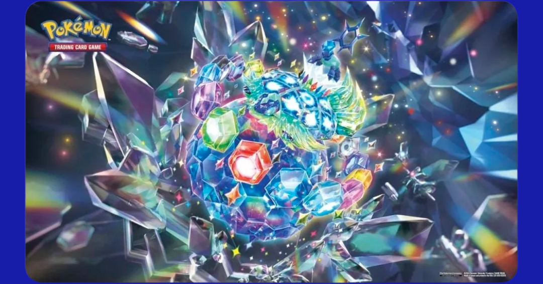 Playmat featuring Terapagos artwork from the Ultra Premium Collection, shown rolled out on table with no other items.