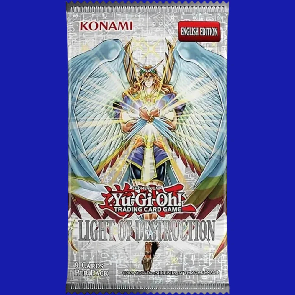 Yu-Gi-Oh! TCG Light of Destruction booster pack featuring Honest, a winged LIGHT monster associated with the Lightsworn archetype.