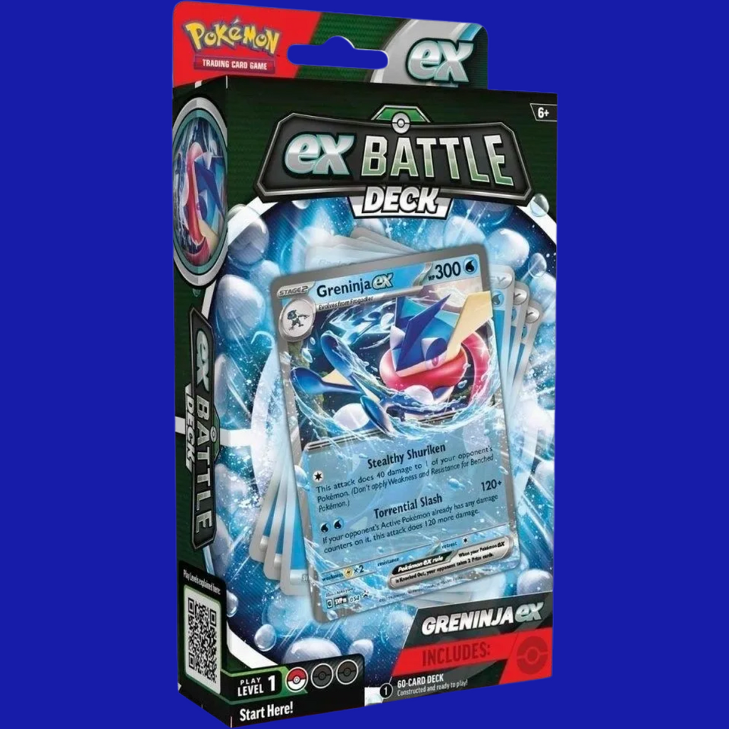 Front of the Pokémon TCG: ex Battle Deck – Greninja ex, showcasing the featured card and packaging for this beginner-friendly 60-card deck.