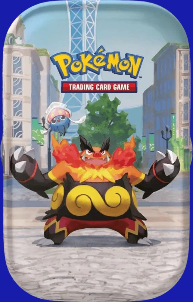Pokémon TCG Lumiose City Mini Tin featuring Emboar and Inkay artwork