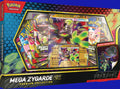 Front view of the Pokémon TCG Mega Zygarde ex Premium Collection featuring a Mega Zygarde ex promo card, oversized lenticular card, tech sticker, and 8 booster packs