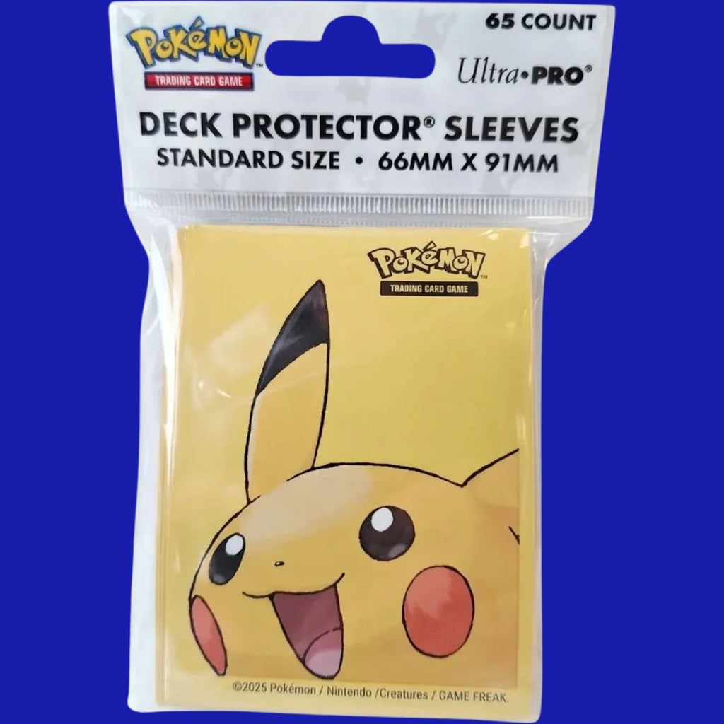 Pokémon TCG Pikachu Deck Protector Sleeves (65 Count) by Ultra PRO in retail packaging.